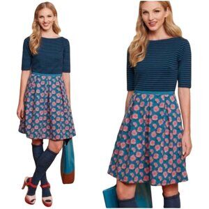 Matilda Jane Peyton Rose Fit and Flare Multicolor Floral/Striped Dress Size XS